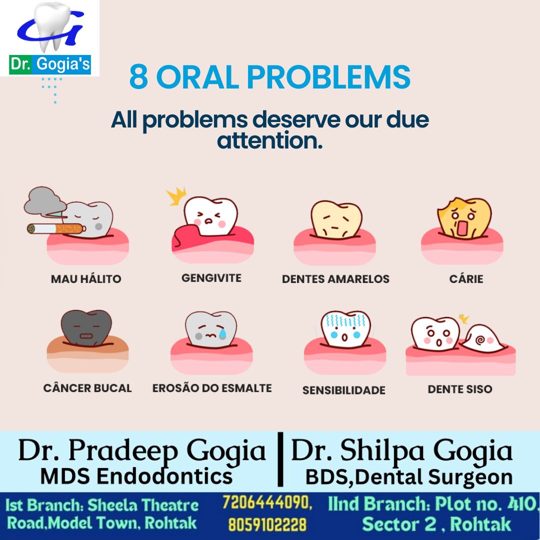 8 common oral problems including cavities, gum disease, toothache, and sensitivity – tips from Dr. Gogia’s Super Specialty Dental Care Centre, Rohtak