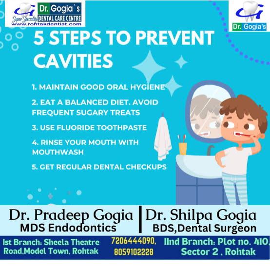 Prevent Cavities with 5 simple dental care steps at Dr. Gogia's Super Specialty Dental Care Centre in Rohtak